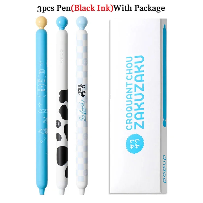 KACO ZAKUZAKU Gel Pen Set,0.5mm Smooth ST Nib Aesthetic Writing Black Ink Stress-Relief Signing Stylos For Journaling,Work,Study