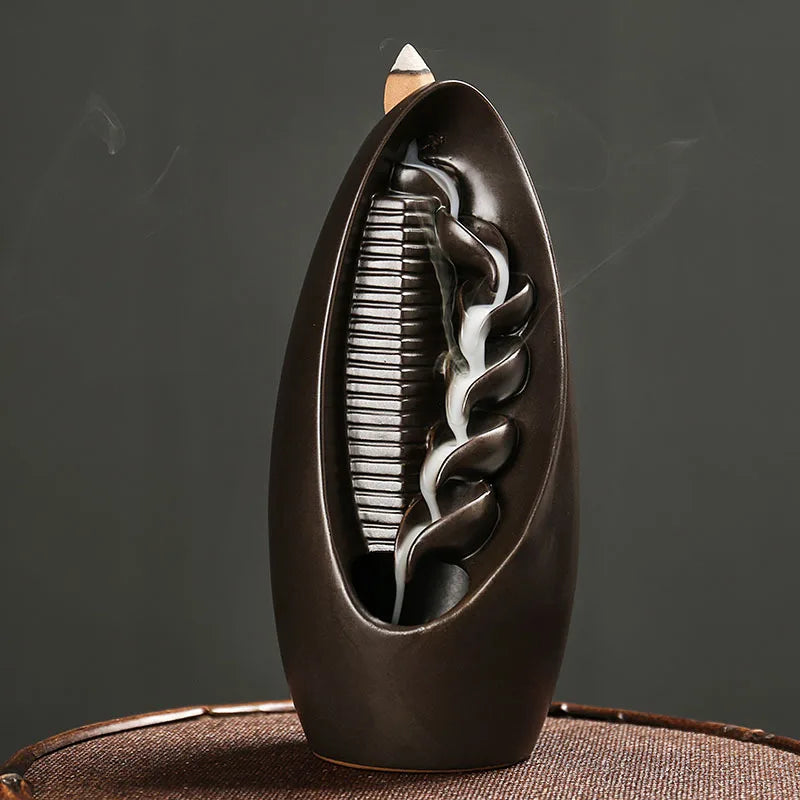 Creative Ceramic Purple Sand Incense Burner Zen Buddhist Hand Backflow Censer Lotus Dragon Shape Incense Stove Home Decorations