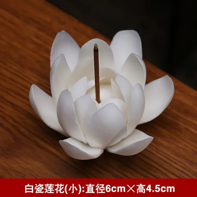Ceramic White Lotus Incense Burner Home Decor Incense Stick Holder Buddhist Aromatherapy Incense Censer Use In Office Teahouse
