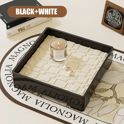 Light Luxury Ancient Leather Storage Tray Box Leather Aromatherapy Tray Desktop Ornament Decor Keys Coins Holder Trays