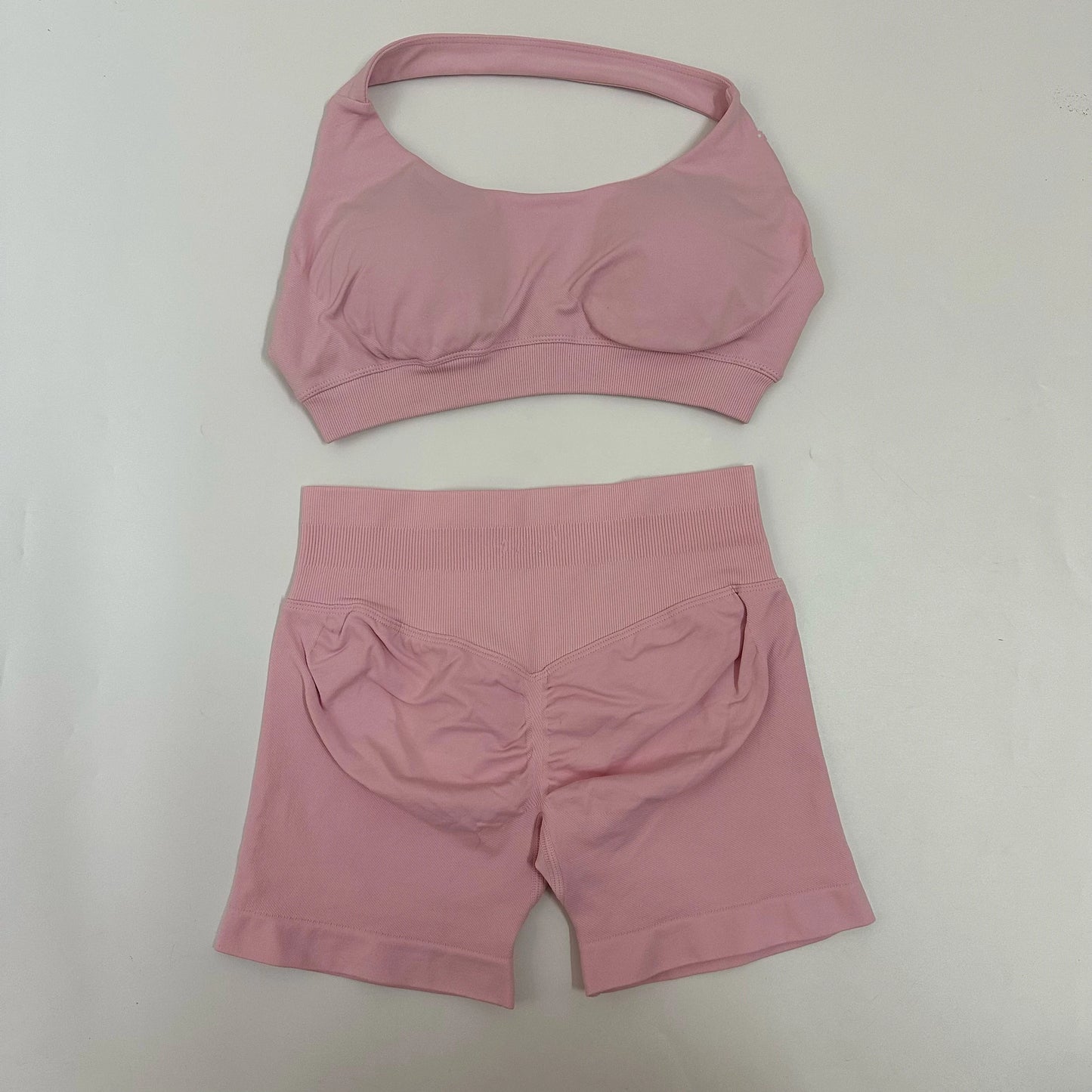 Yoga Shorts Sets Seamless Yoga Set Women 2Pcs Halter Sports Bra Scrunch Butt Gym Shorts Set Workout Clothes Summer Sportswear