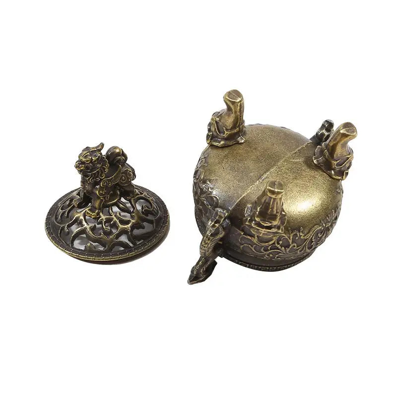 Chinese Style Auspicious Cloud Incense Burner Double Dragon Carved Censer Home Incense Holder Decoration
