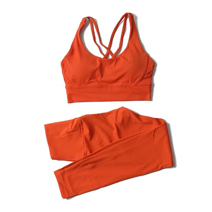 TRY TO BN Yoga Set Fitness Sports Bra Naked Leggings Women's Tracksuit Sportwear Breathable Workout Two Pieces Suit Gym Clothing