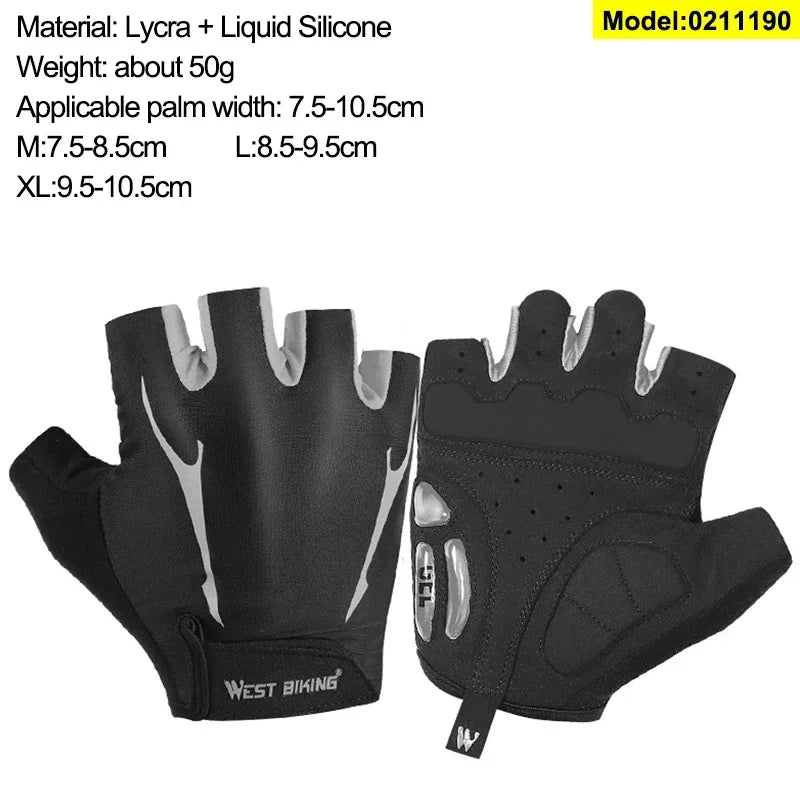 WEST BIKING Mountain Road Bike Gloves Half Finger Summer Cycling Equipment Anti-slip Shock SBR Bicycle Fitness Fingerless Mitten