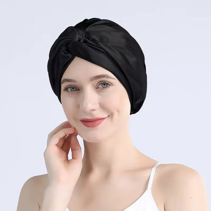 32 Momme 100% Mulberry Silk Sleep Cap Double Layer Night Bonnet Adjustable Elastic Hair Bonnet Anti-Frizz Hair Care Accessories