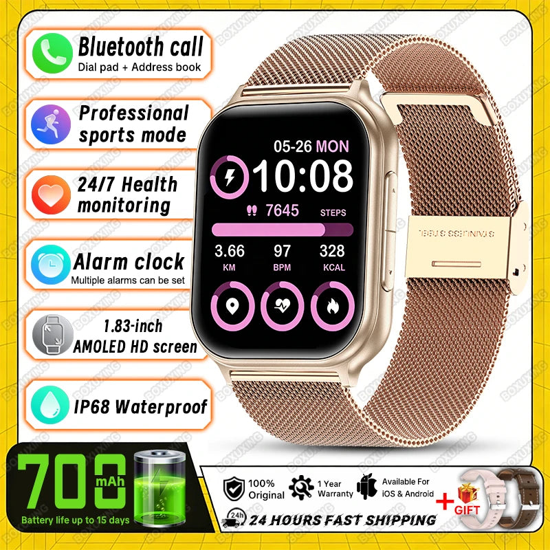 2026 New Smartwatch Women Sports Fitness Track IP68 Waterproof Heart Rate GPS Track Bluetooth Call Ladies Fashion Smartwatch Men