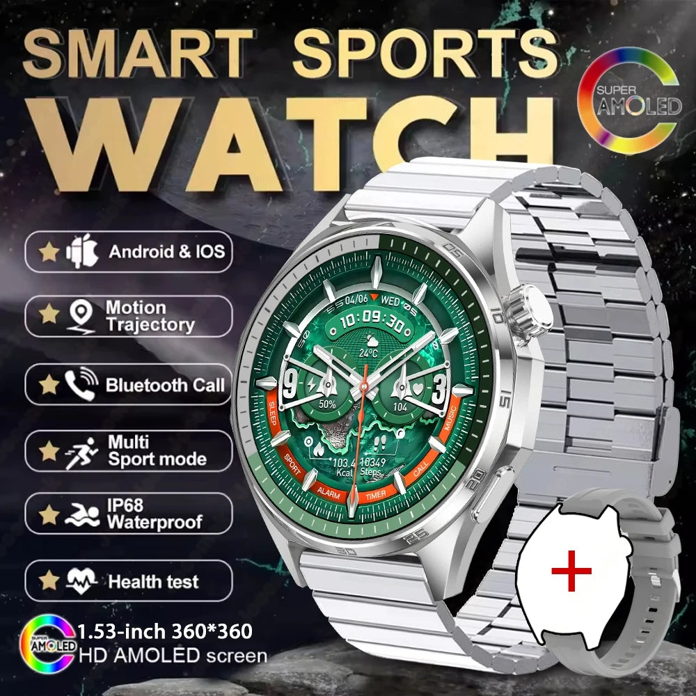 2026 New Watch 6 PRO Bluetooth Call Smart Watches Men GPS Tracking Sports Fitness IP68 Waterproof 1.53inch AMOLED Smartwatch