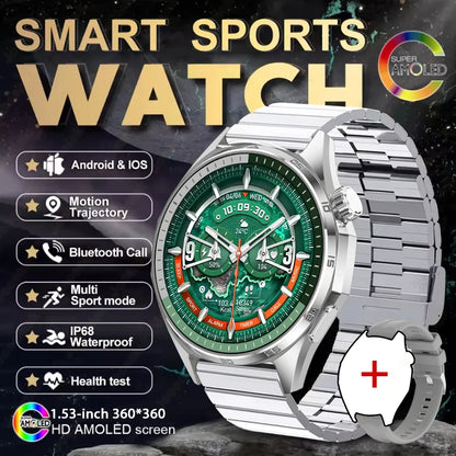 2026 New Watch 6 PRO Bluetooth Call Smart Watches Men GPS Tracking Sports Fitness IP68 Waterproof 1.53inch AMOLED Smartwatch