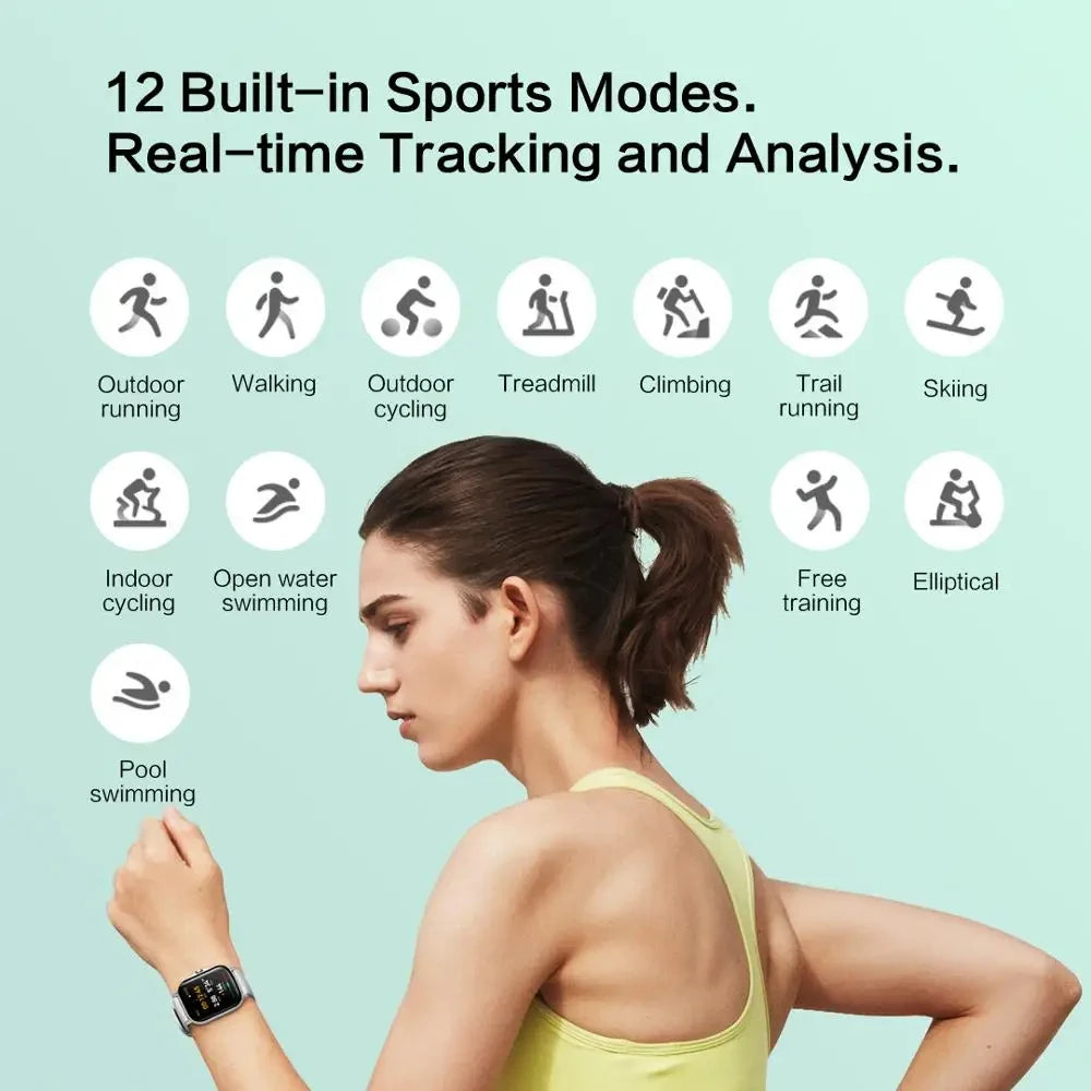 Amazfit GTS 2 Smartwatch 5ATM Waterproof All-round Health and Fitness Tracking Smart Watch ALEXA Built-In 95-90New Smart Watches