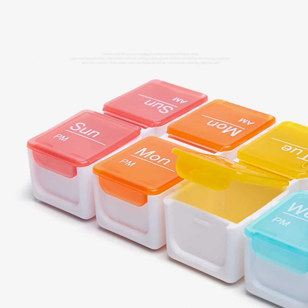 7 Day Pill Organizer 2 Times A Day Medicine Organizer with Timer Reminder Alarm Pill Box for Pills/Vitamin/Fish Oil/Supplements