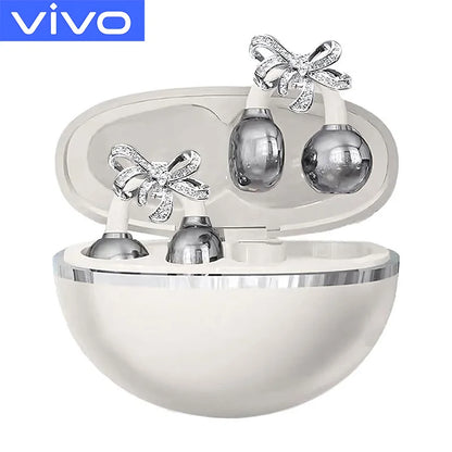 VIVO Clip-on Earbuds Wireless Bluetooth Open Ear Headphones with Detachable Crystal Bowknot Earrings Sports Fitness Workouts