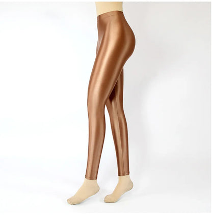 Plus Size Glossiness Pants Women Sexy Glossy Shiny Leggings High Waist Sport Fitness Yoga Pants Tights Leggings High Elastic