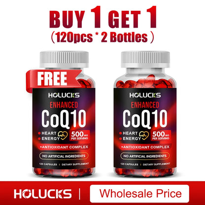 Coenzyme Q10 Supplement, for Heart & Cardiovascular Health, Blood Pressure Balance, Support Energy Brain Function
