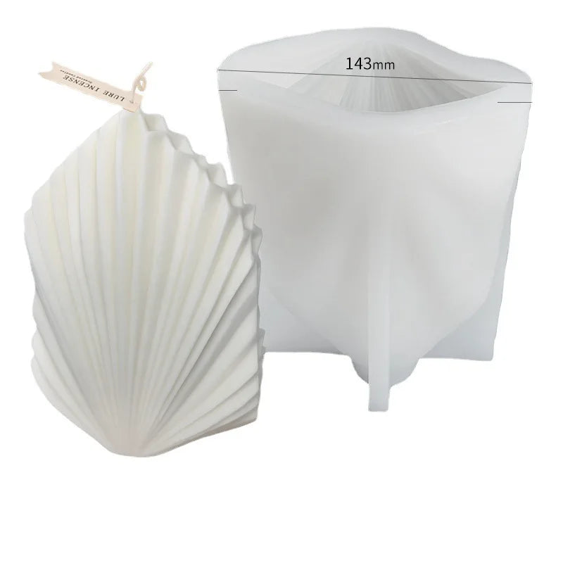 Large Geometric 3D Folding Fan Silicone Candle Mold Striped Origami Scallop Drip Glue Aromatherapy Soap Plaster Ice Cube Mould