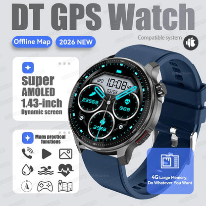 New Outdoor Adventure Tactical Smart Watch Built-in GPS Offline Map 4GB RAM Compass Altimeter Men Fitness Exercise Smart Bracele