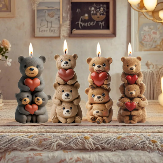 Candle Mold Stacked Bear Shape Aromatherapy Candle Silicone Mold DIY Ornament Handmade Gypsum Fragrance Stone Mold