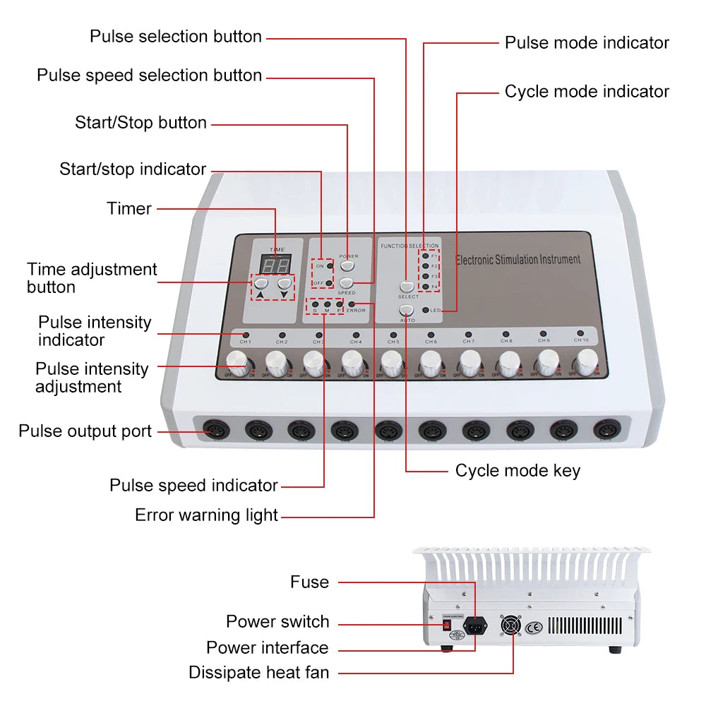 Professional Eletric Muscle Stimulator Weight Loss Machine Cellulite Removal Electrostimulator Relaxation Body Massage Apparatus