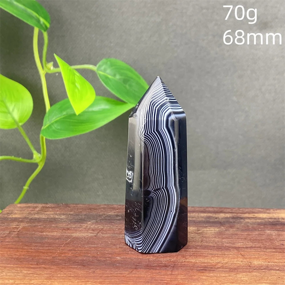 Black Agate Crystal Tower Natural Gem Obelisk Exquisite Home Decoration Ornament Rare Material for Relaxation And Energy