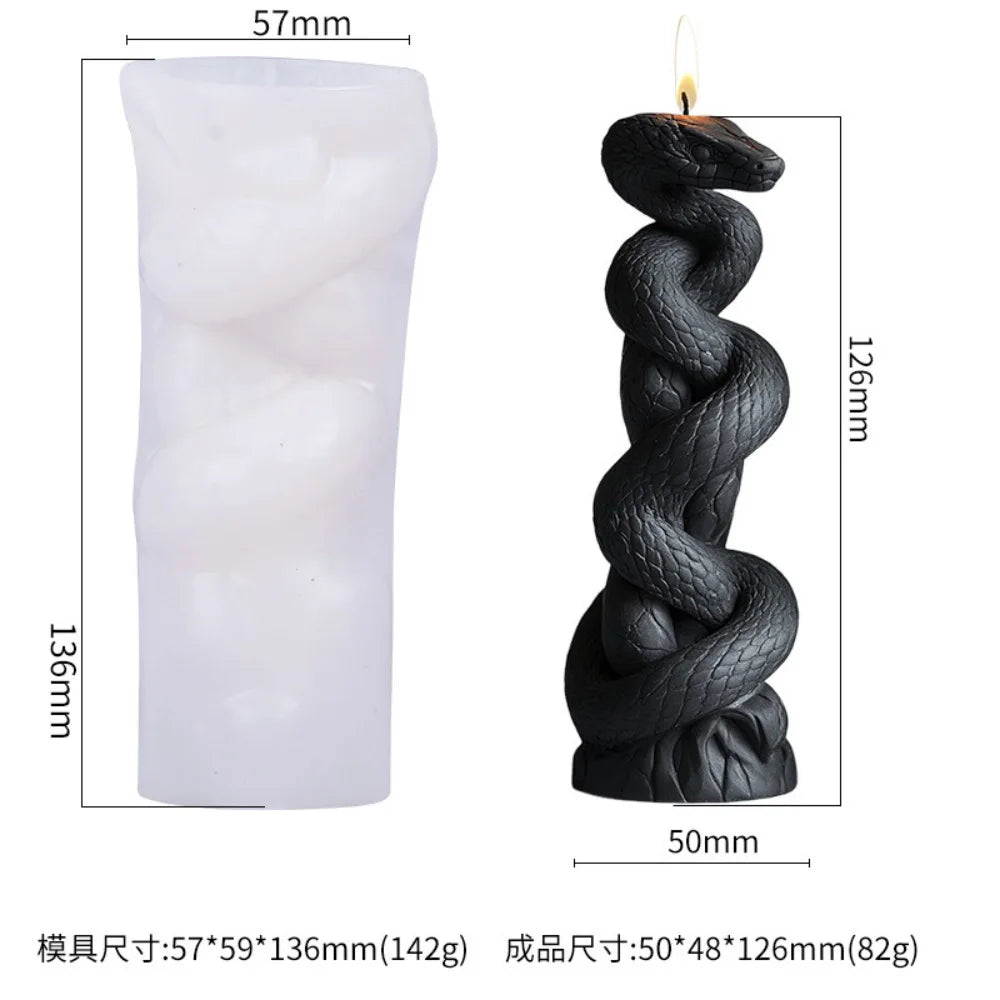 Flower Snake Pillar Candle Molds Silicone Mold DIY Cylindrical Aromatherapy Candle Plaster Animal Mold Form Halloween Decor