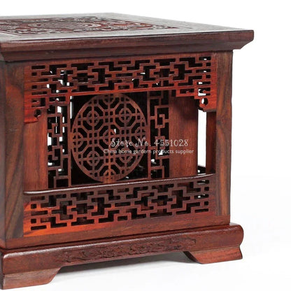 Red Rosewood Incense Burner Double-Layer Sandalwood Box Wood Carving Crafts Solid Four-Corner Ornament Home Decor