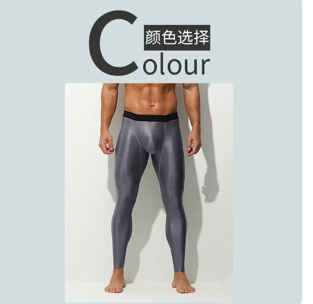 Glossy Men's Tight Fitness Running Sweatpants Leggings Plus Size Training Joggers Sweat Trousers