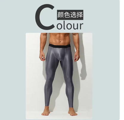 Glossy Men's Tight Fitness Running Sweatpants Leggings Plus Size Training Joggers Sweat Trousers