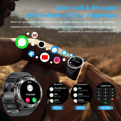 2026 New Smart Watch Men Compass Outdoor 3ATM Waterproof Sports Fitness Large Battery Bluetooth Call Smartwatch for Android iOS