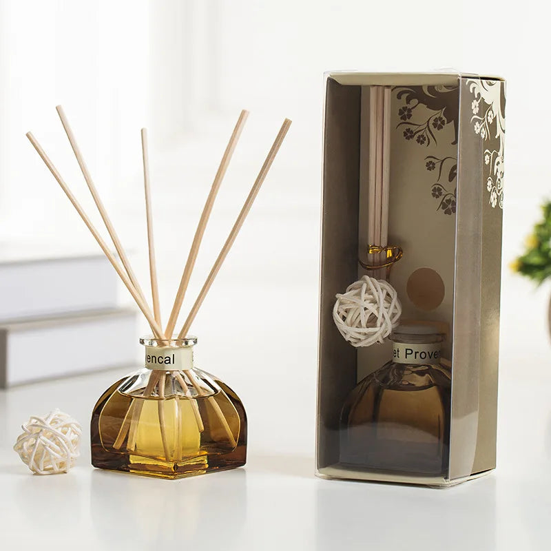 50ml Reed Diffuser Sets Jasmine Lavender Fireless Rattan Aromatherapy Rose Essential Oil with Fragrant Expanding Stick Suit