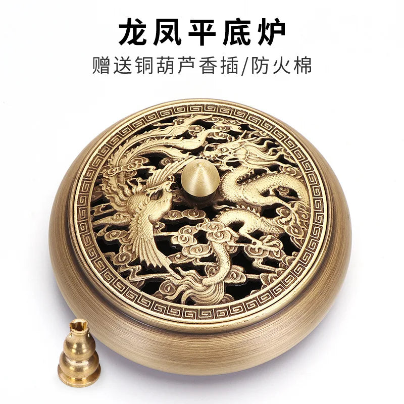 Incense Furnace Pure Copper Household Indoor Sandalwood Antique Pan Incense Furnace Soothes The God Incense Furnace