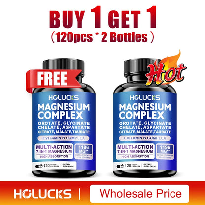 Magnesium Complex Supplements-Memory,Bone & Promotes Brain Health, Sleep Support,Muscle Relaxation,Stress & Anxiety Relief