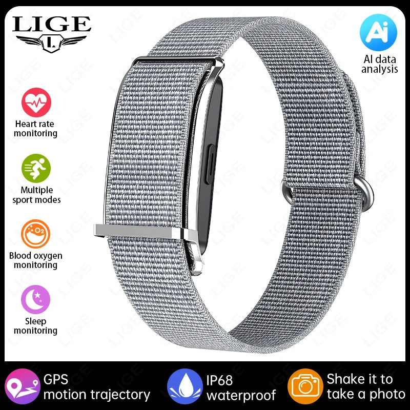 LIGE New GPS Motion Trajectory Fitness Smart Bracelet Heart Rate Pressure Health Monitor Smartwatch Sports Step Electronic Band