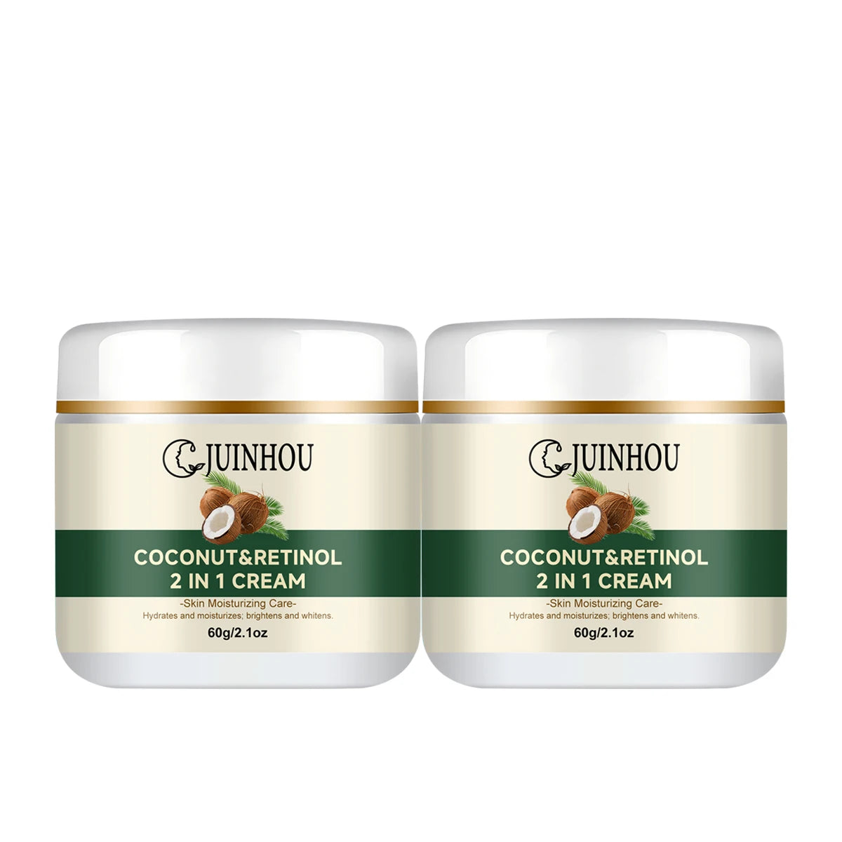 JUINHOU Natural Coconut Oil Brightening Face Cream Deep Hydrating Moisturizer Brighten Face Gentle Daily Skin for All Skin Types