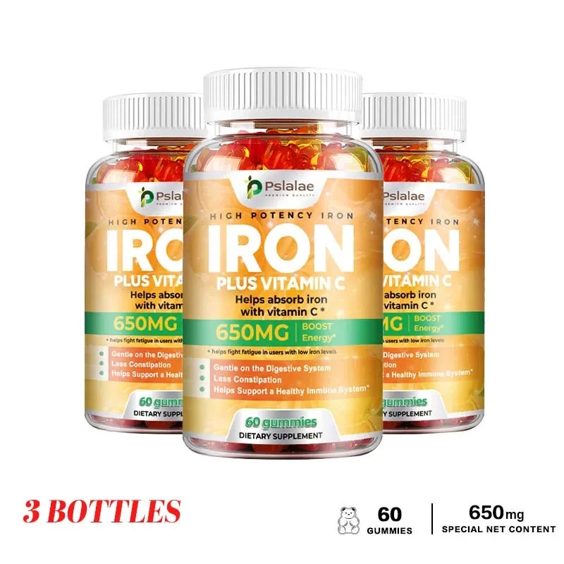 Iron Gummies 650 Mg - Promotes Red Blood Cell Production, Relieves Fatigue, Gently Absorbs Iron, and Improves EnergySupplementsS
