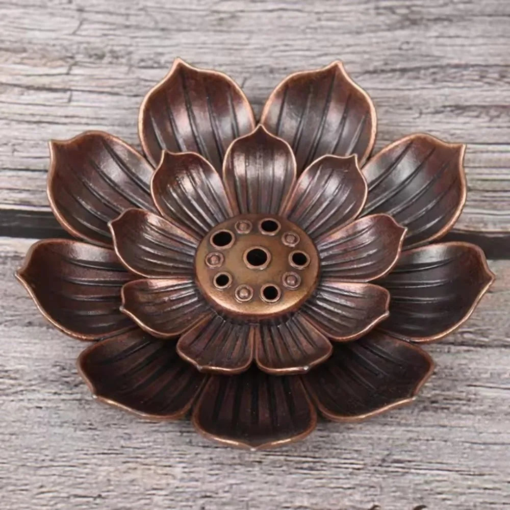 2-In-1 Porous Lotus Zen Line Incense Insertion Incense Holder Lotus Incense Burner for Sticks Plate Tray Retro Home Decorations