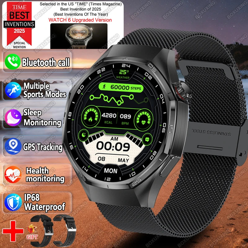 New Global Version Watch 6 Pro GPS Smart Watch Men Sports Fitness AMOLED Screen Health Monitor BT Call Waterproof Smartwatches