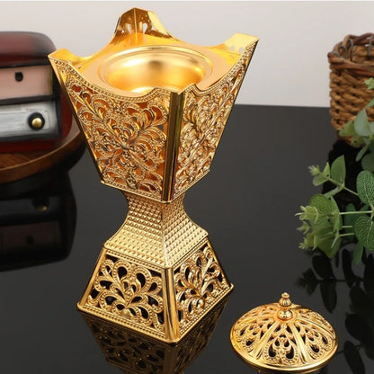 Exquisite Alloy Incense Burner Box Incense Pile Indoor Decoration,Meditation YoGa Temples Smoke Tray Furnaces,Aromatherapy Stove
