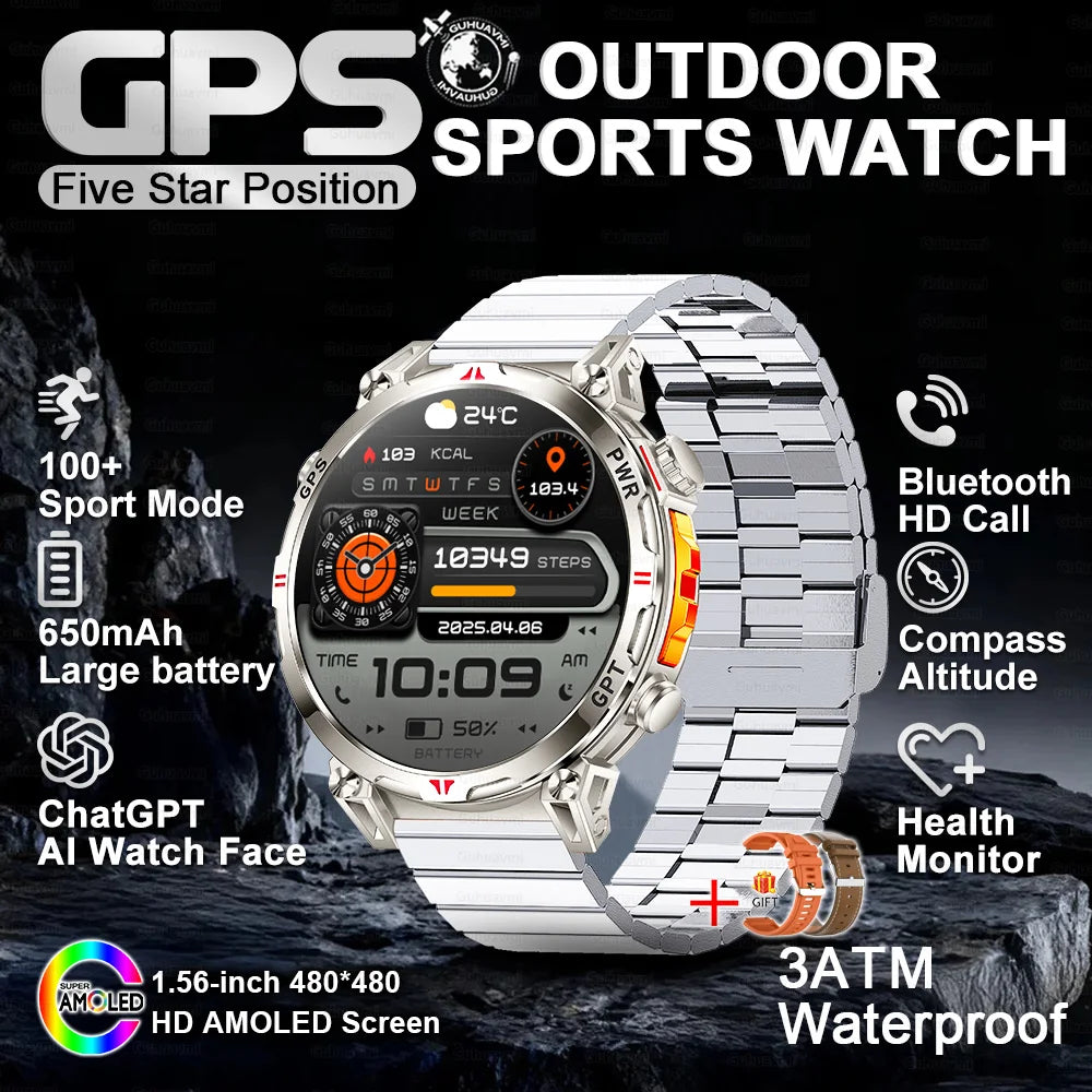 2026 New Ultra 650mAh Battery Smart Watch Built in GPS Compass 10ATM Waterproof Sports tracker Outdoors Military Smartwatches