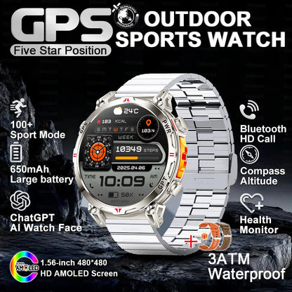2026 New Ultra 650mAh Battery Smart Watch Built in GPS Compass 10ATM Waterproof Sports tracker Outdoors Military Smartwatches