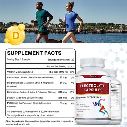Electrolyte Capsules - Supports Electrolyte Balance, Relieves Stress, Supplements Sports Nutrition, Improves Endurance, Non-GMO
