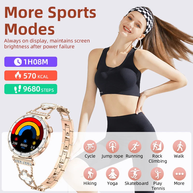 LIGE Ultra Thin Smart Watch Women Always On Display Clock Diamond Bracelet Sports BT Call AMOLED Fashion Smartwatch Ladies Gift