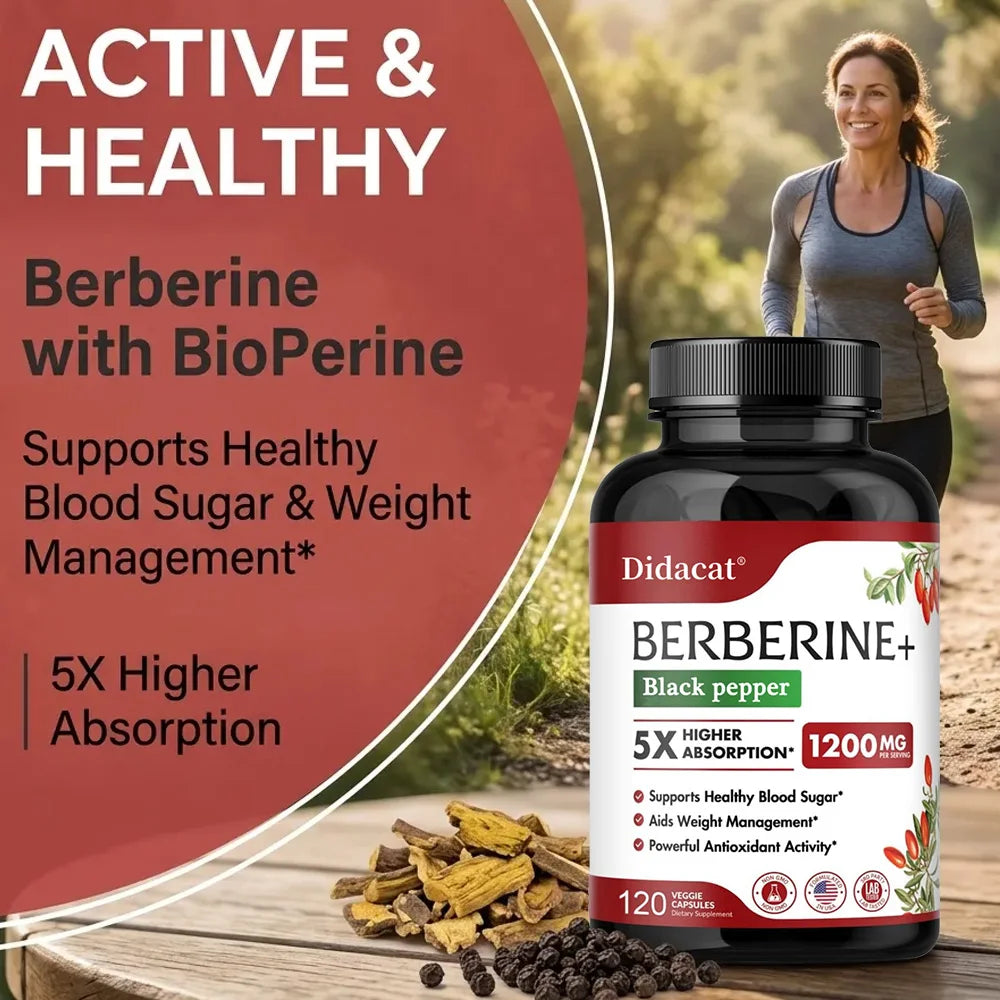1200 MG Premium Berberine Supplement Capsules Supports Immune System, CardiovascularHeart & Gastrointestinal Wellness