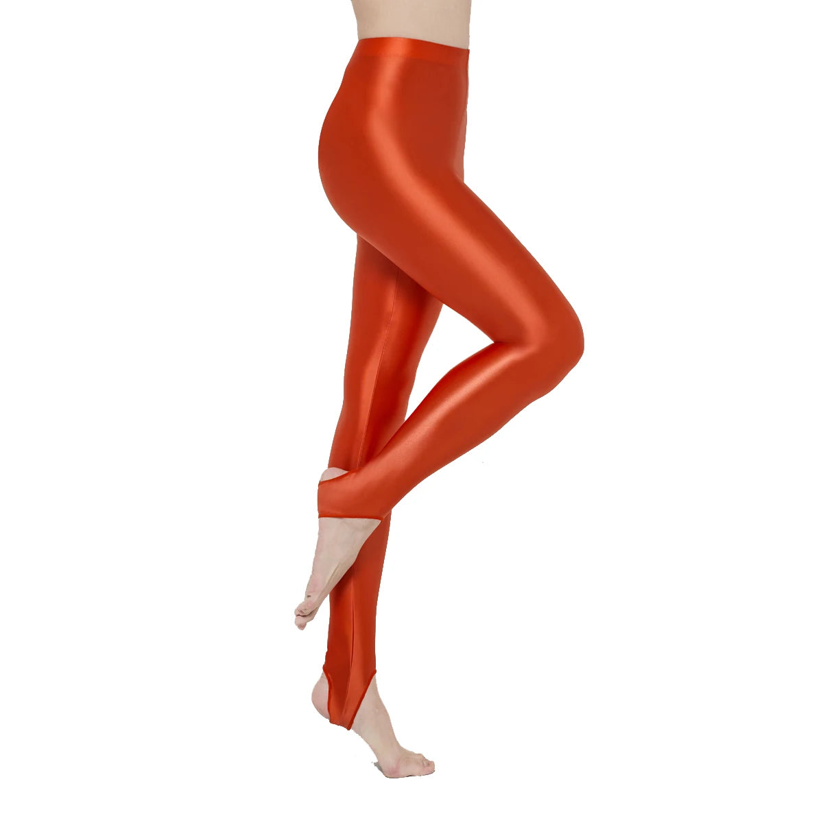 AMORESY Women Glossy Soft Smooth Breathable Satin Stretch Thin High Waist Slim Bodybuilding Yoga Sports Tights Stirrup Leggings