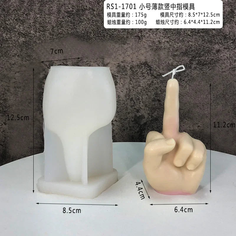 Gesture Candle Mold Diy Aromatherapy Plaster Thumbs Up Victory Bier Middle Finger Cake Silicone Mould Epoxy Candle Making Molds
