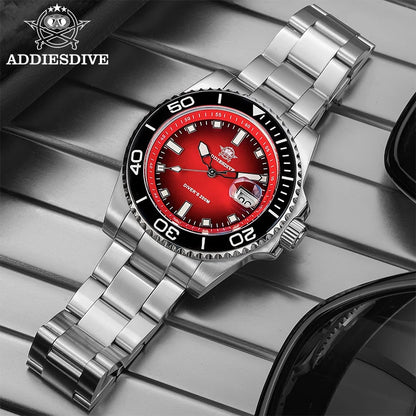 ADDIESDIVE New 41mm Men Watch Diving 200m Waterproof  AD2089 Top Brand Diver Wristwatch Stainless Steel Luminous Leisure Watch