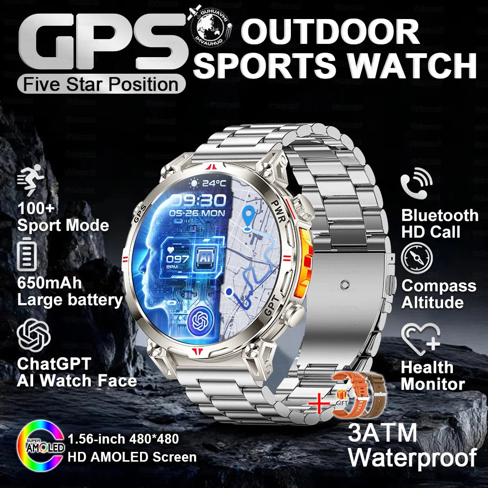 2026 New Ultra 650mAh Battery Smart Watch Built in GPS Compass 10ATM Waterproof Sports tracker Outdoors Military Smartwatches