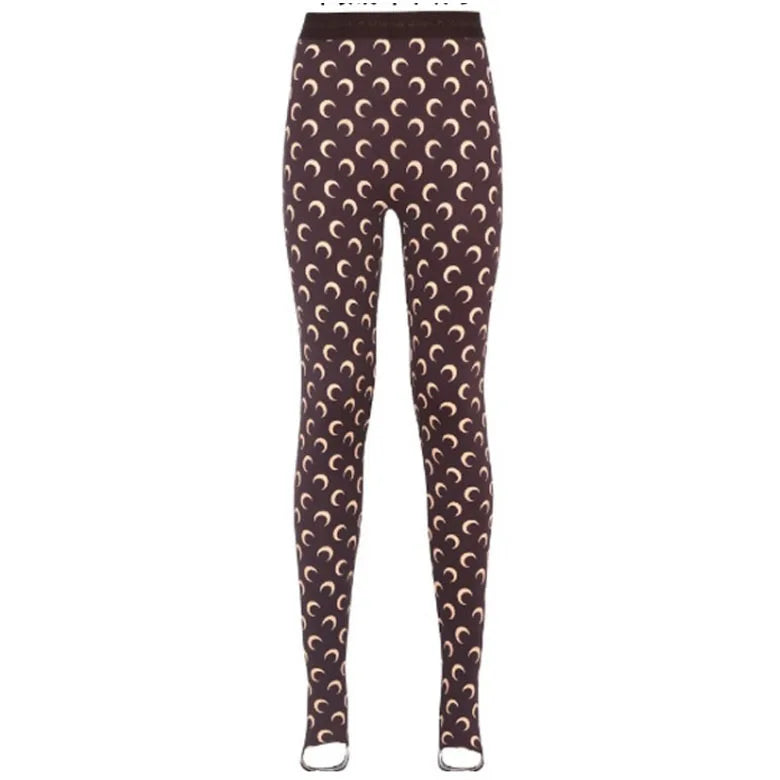 Moon Print Sports Leggings Trousers Elastic Slimming Casual Wear Outdoor Indoor ular Long Pants Thin Material Fem