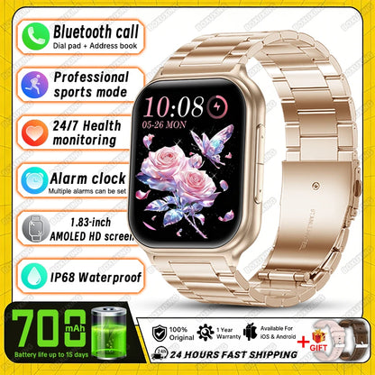 2026 New Smartwatch Women Sports Fitness Track IP68 Waterproof Heart Rate GPS Track Bluetooth Call Ladies Fashion Smartwatch Men