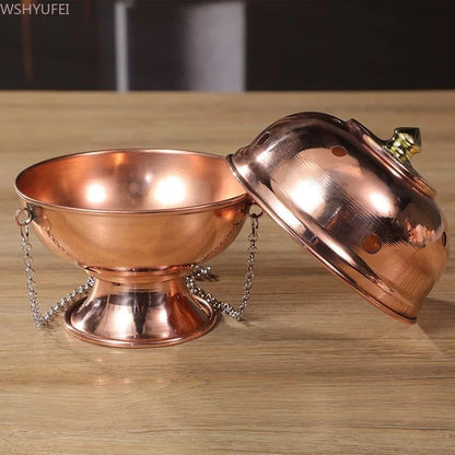 Hanging Incense Burner Red Copper Zen Engraved Stupa Aromatherapy Stove Meditation Smoke Furnace Orientale Altars Decorative