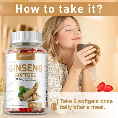 Red Korean Ginseng Supplement for Men - Extra Strength - Energy, Focus, Productivity & Performance