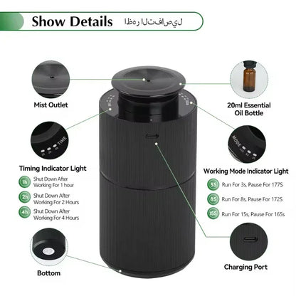 NAMSTE Aromatherapy Diffuser USB Charging Aluminium Alloys Material Perfume box Aromatic Oil Diffuser Air Freshener Device Home